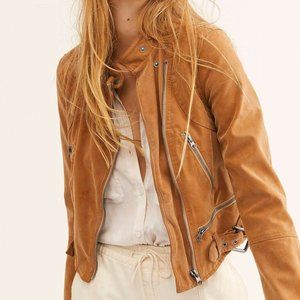 Free People Vegan Leather "Fenix" Moto Jacket M